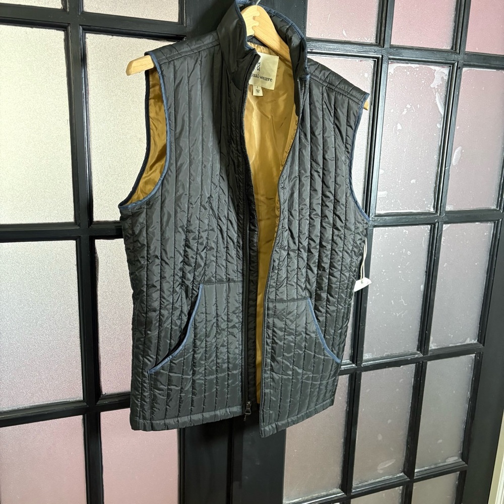 Mutual Weave Quilted Puffer Vest Mens Green Zip Lightweight Outdoor Casual S